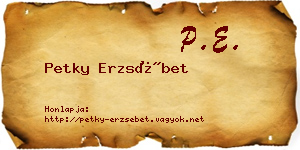 Petky Erzsébet névjegykártya